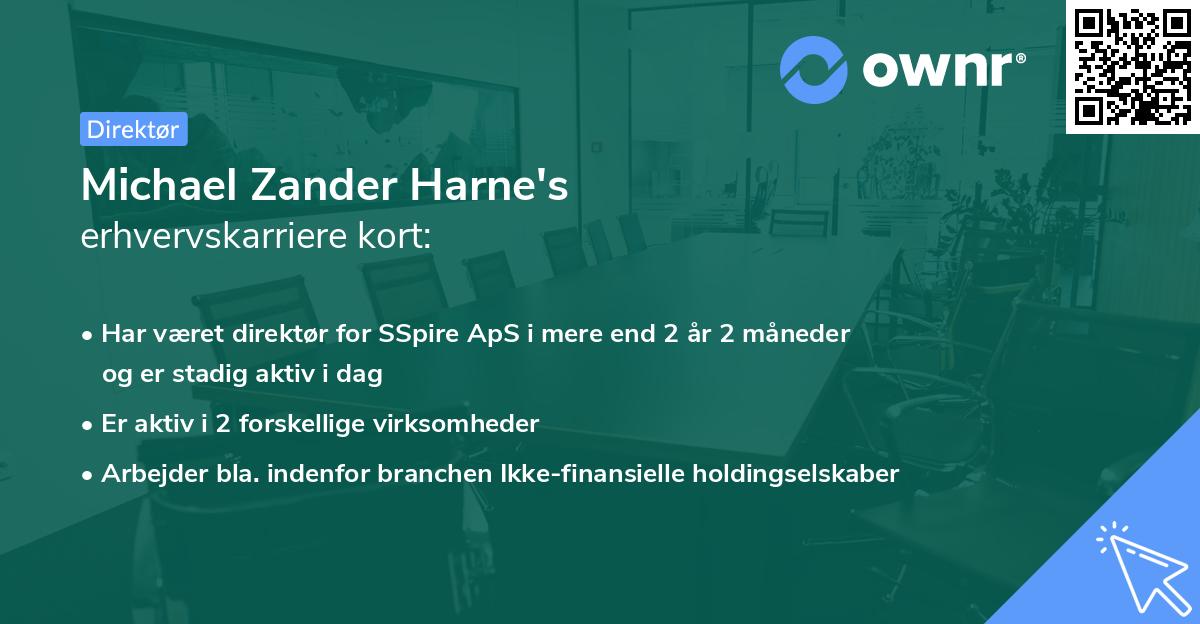 Michael Zander Harne's erhvervskarriere kort