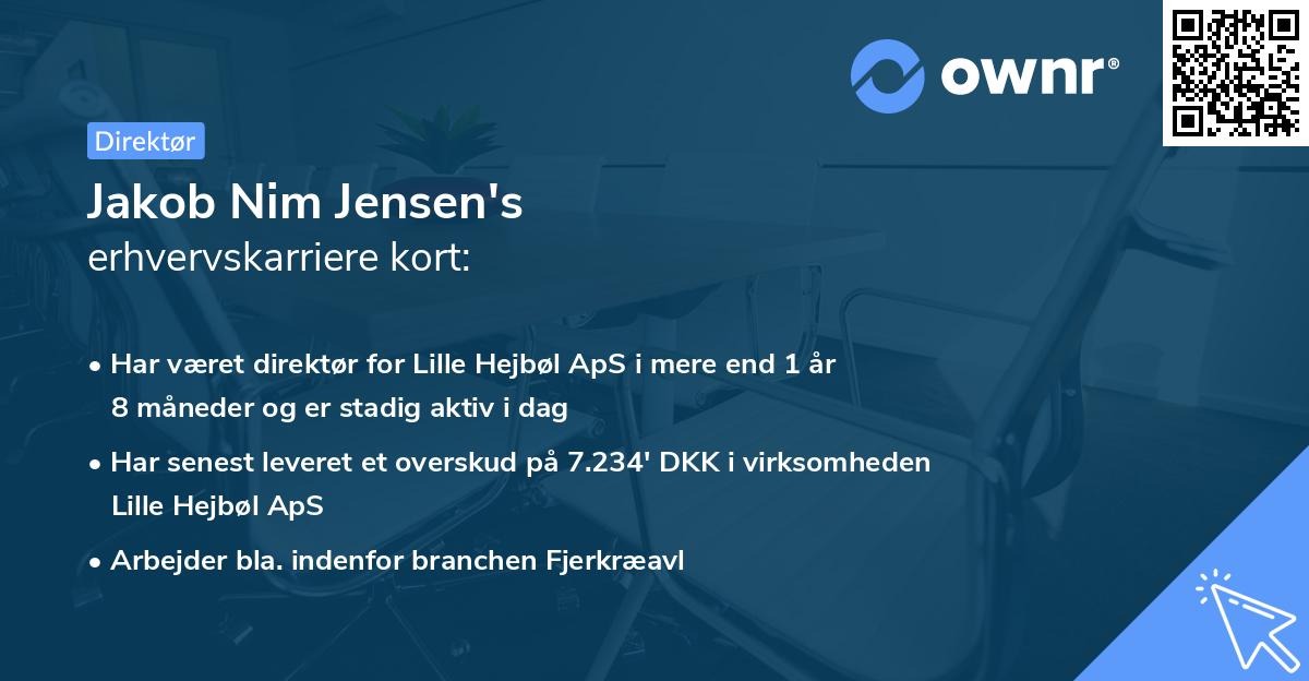 Jakob Nim Jensen's erhvervskarriere kort