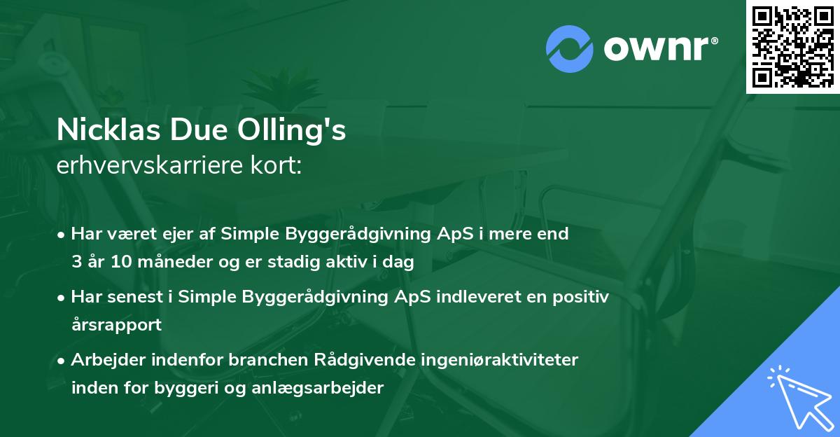 Nicklas Due Olling's erhvervskarriere kort