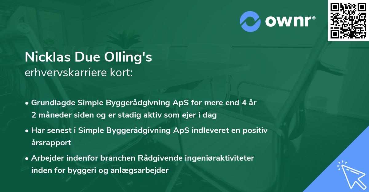 Nicklas Due Olling's erhvervskarriere kort