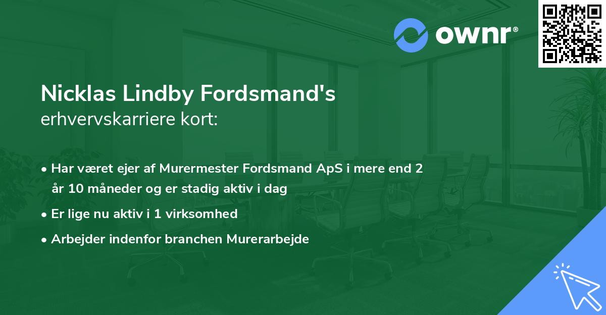Nicklas Lindby Fordsmand's erhvervskarriere kort