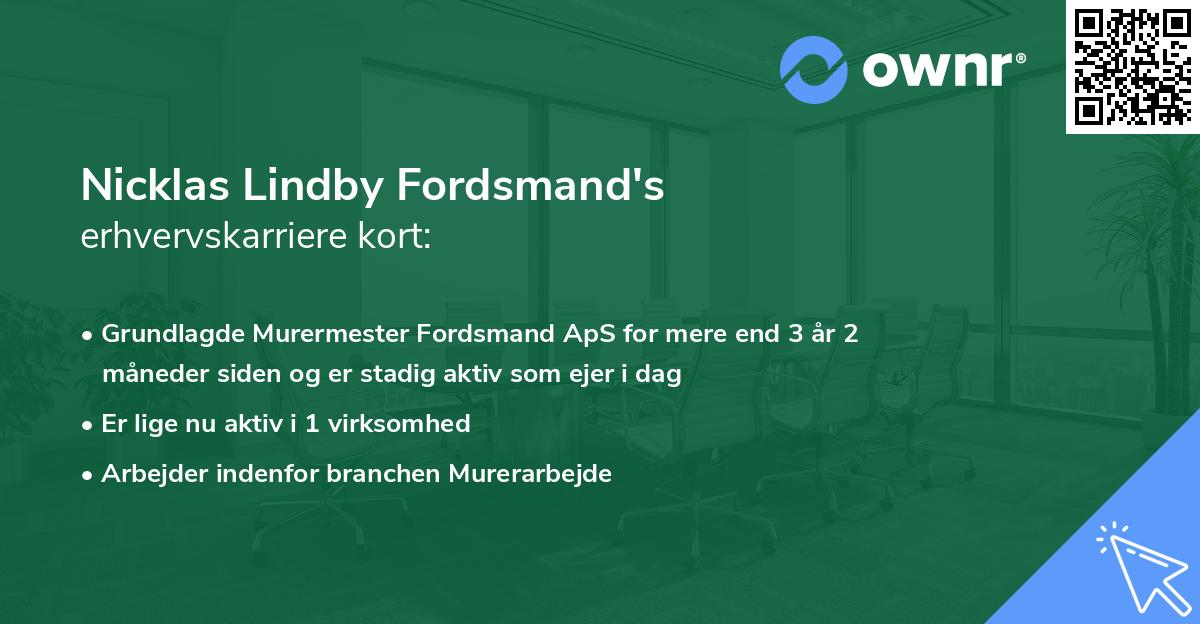 Nicklas Lindby Fordsmand's erhvervskarriere kort
