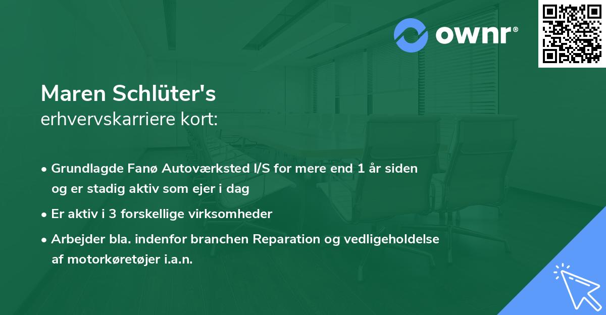 Maren Schlüter's erhvervskarriere kort