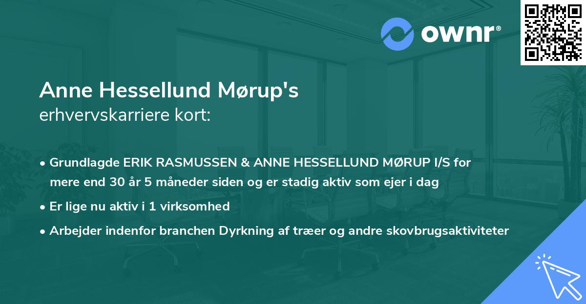 Anne Hessellund Mørup's erhvervskarriere kort