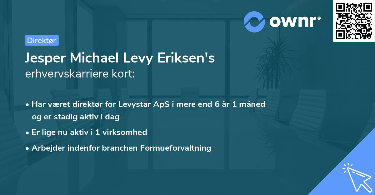 Jesper Michael Levy Eriksen's erhvervskarriere kort