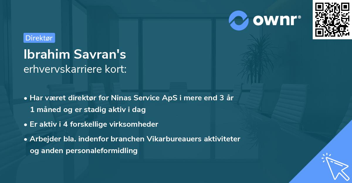 Ibrahim Savran's erhvervskarriere kort