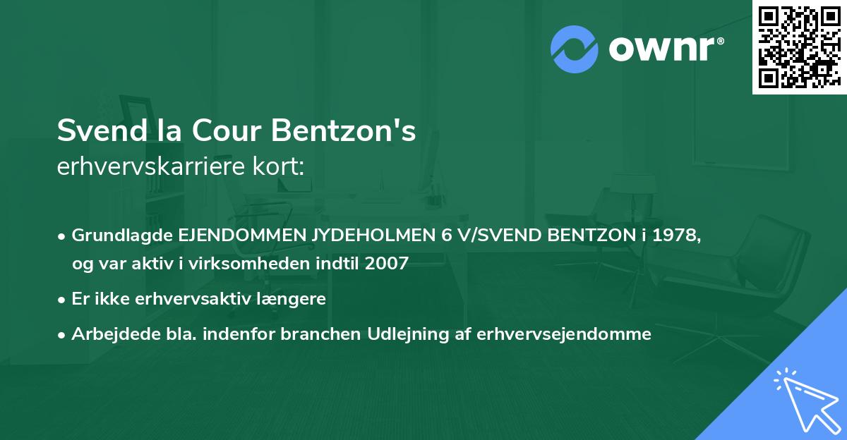 Svend la Cour Bentzon's erhvervskarriere kort
