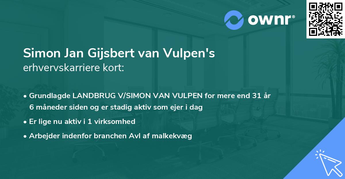 Simon Jan Gijsbert van Vulpen's erhvervskarriere kort