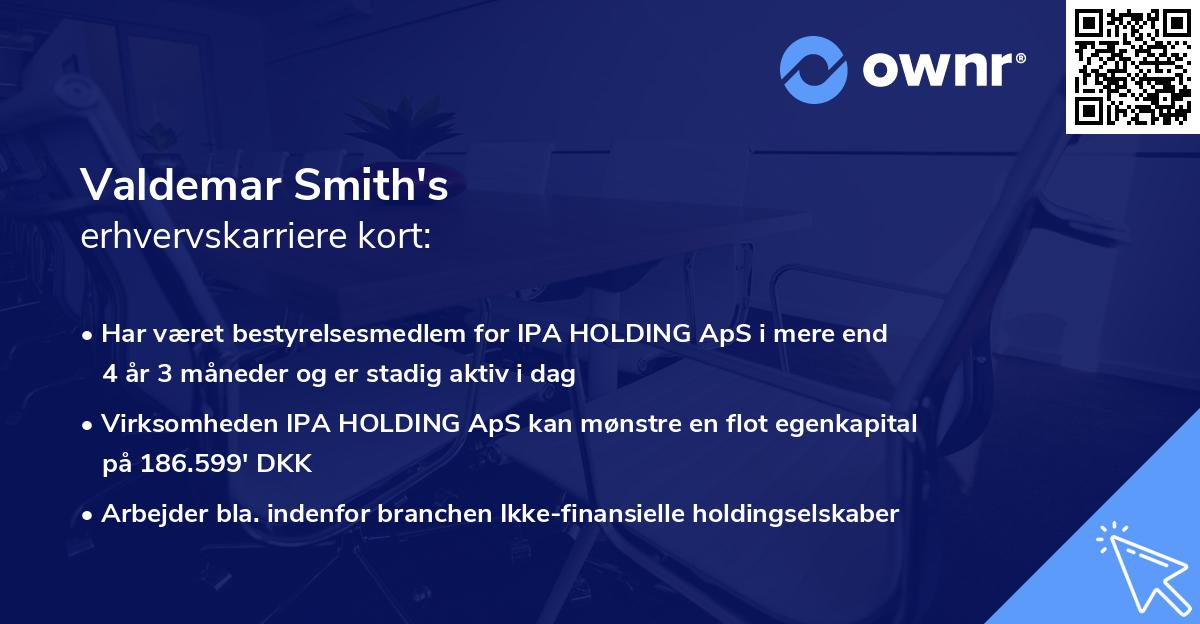 Valdemar Smith's erhvervskarriere kort