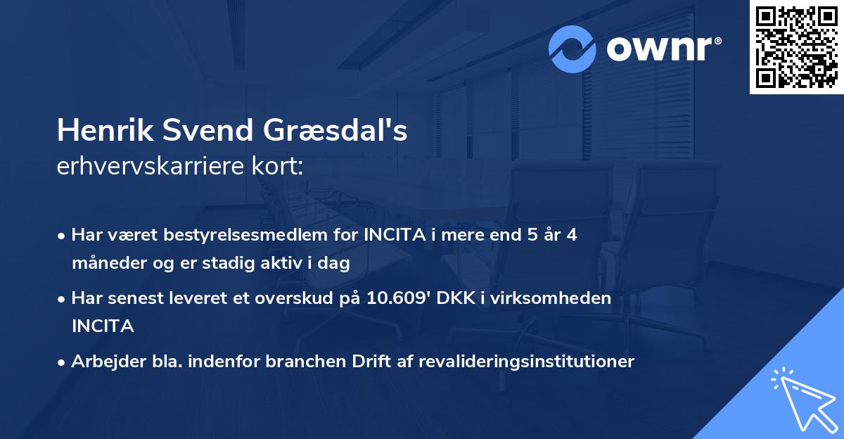 Henrik Svend Græsdal's erhvervskarriere kort