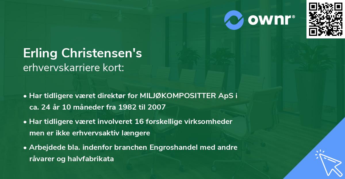 Erling Christensen's erhvervskarriere kort
