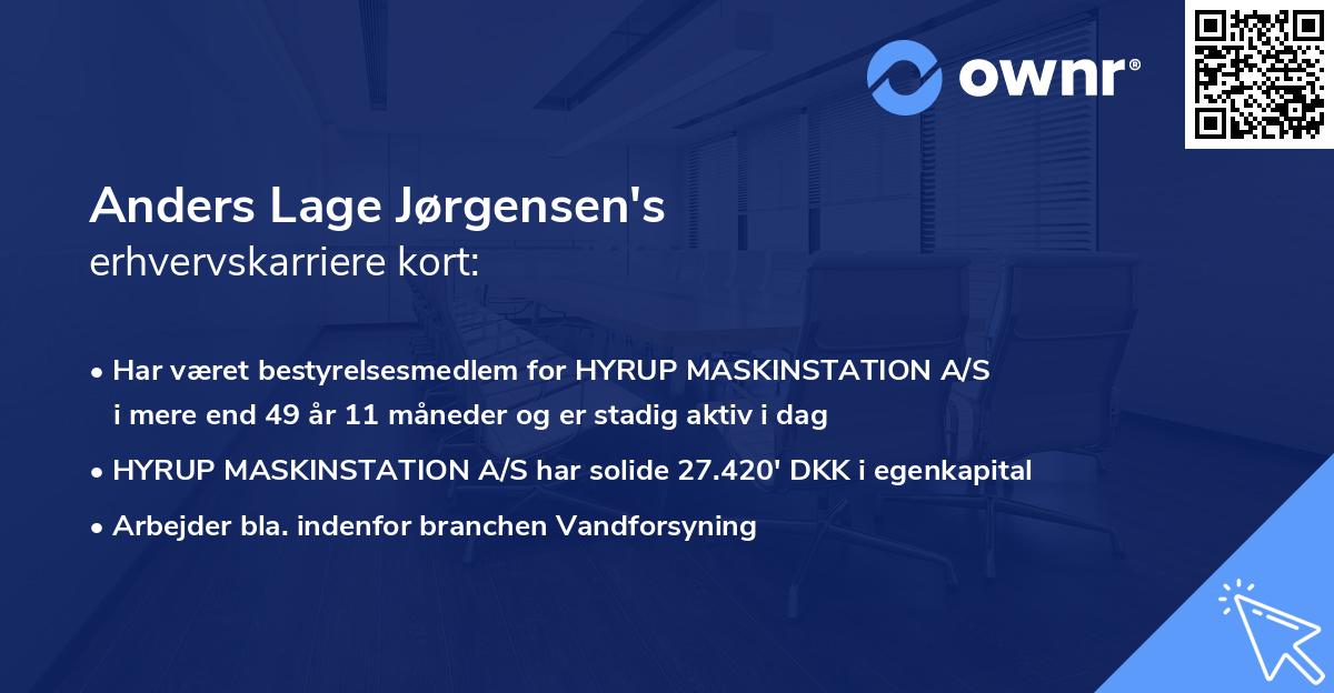 Anders Lage Jørgensen's erhvervskarriere kort
