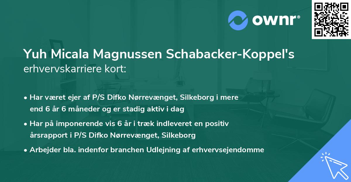 Yuh Micala Magnussen Schabacker-Koppel's erhvervskarriere kort