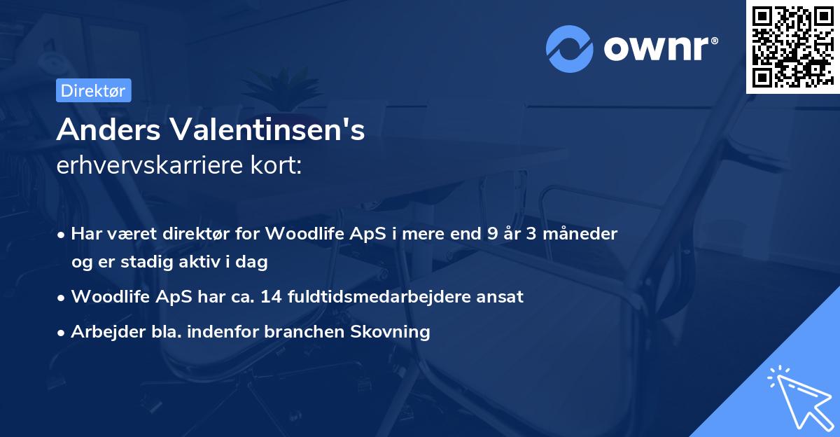 Anders Valentinsen's erhvervskarriere kort