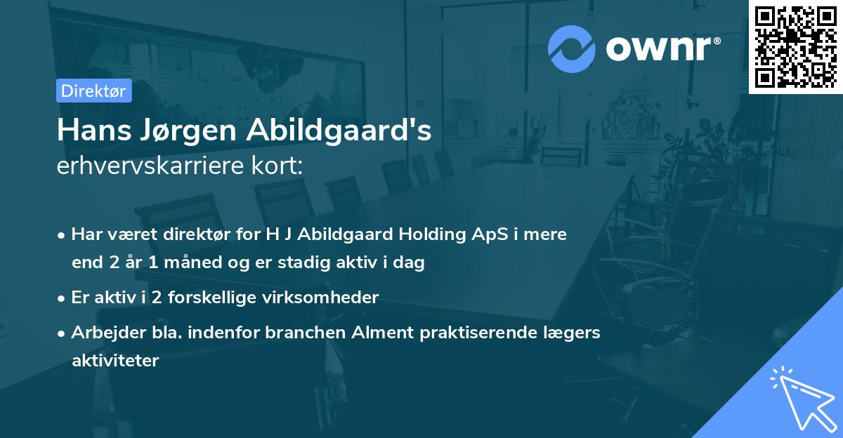 Hans Jørgen Abildgaard's erhvervskarriere kort