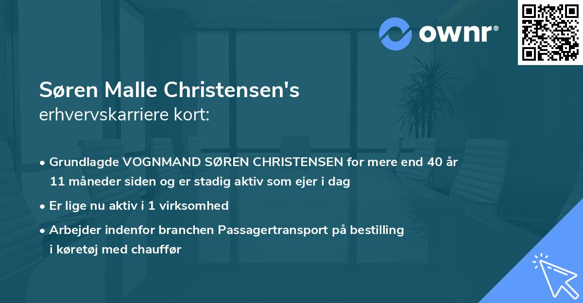 Søren Malle Christensen's erhvervskarriere kort