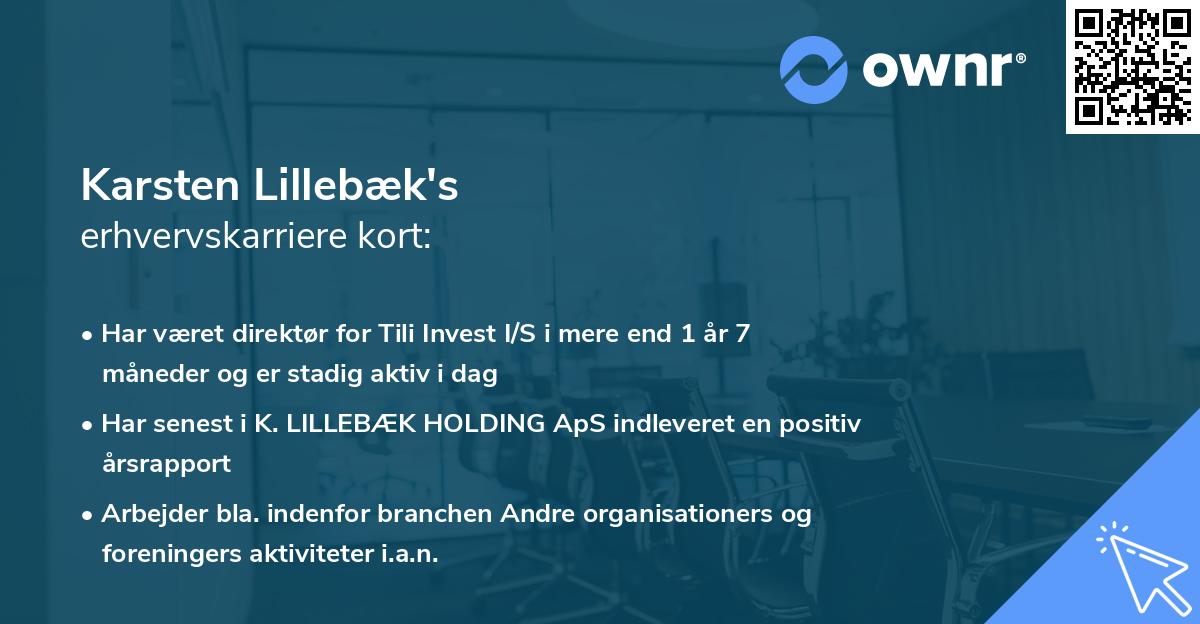 Karsten Lillebæk's erhvervskarriere kort