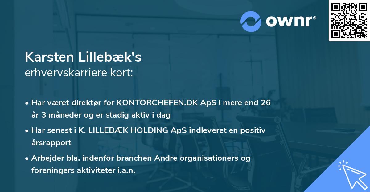 Karsten Lillebæk's erhvervskarriere kort