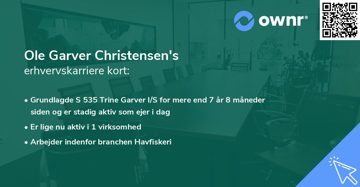 Ole Garver Christensen's erhvervskarriere kort