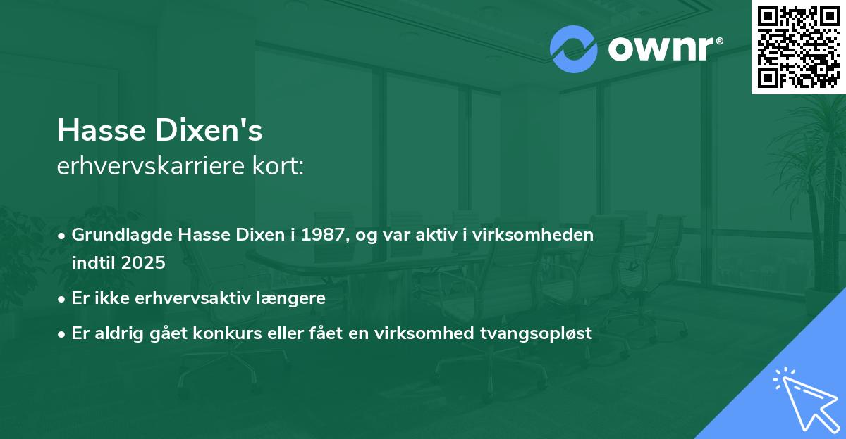 Hasse Dixen's erhvervskarriere kort