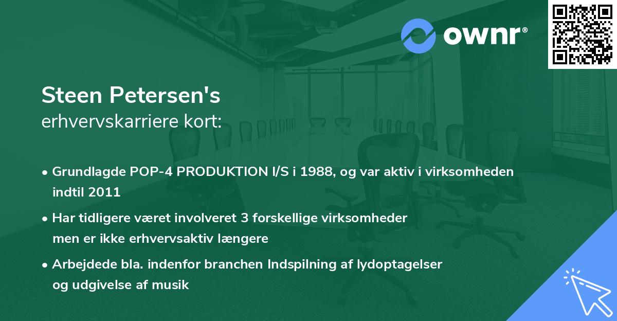 Steen Petersen's erhvervskarriere kort