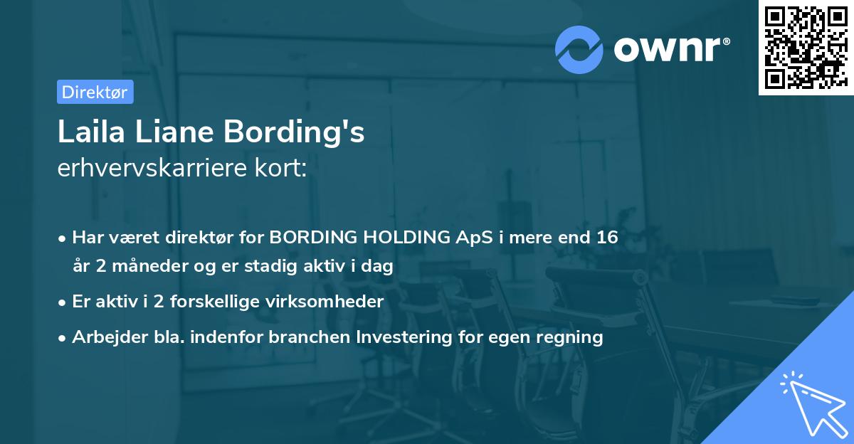 Laila Liane Bording's erhvervskarriere kort