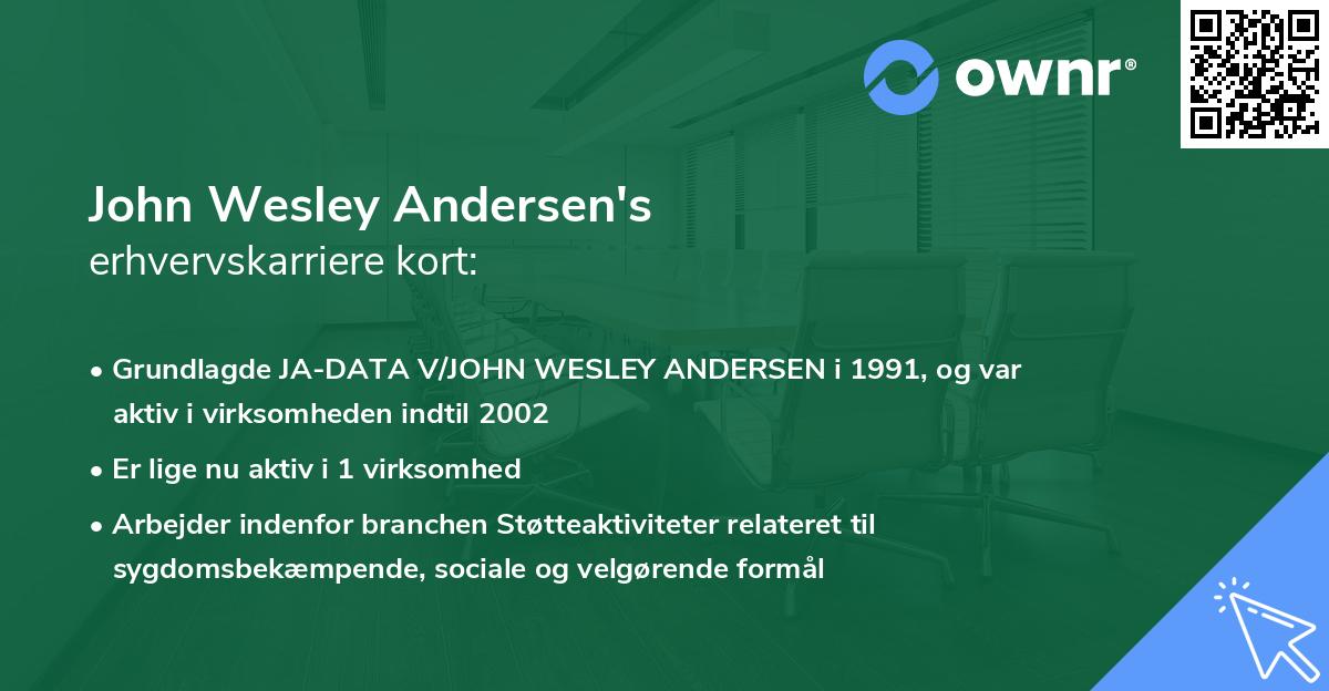 John Wesley Andersen's erhvervskarriere kort