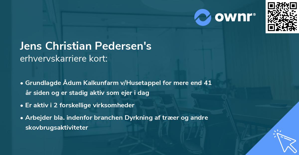 Jens Christian Pedersen's erhvervskarriere kort