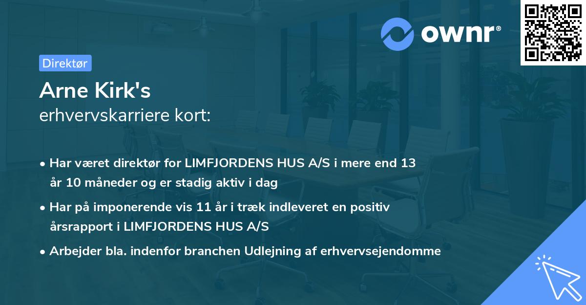 Arne Kirk's erhvervskarriere kort