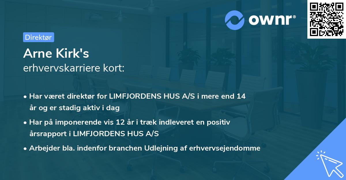 Arne Kirk's erhvervskarriere kort