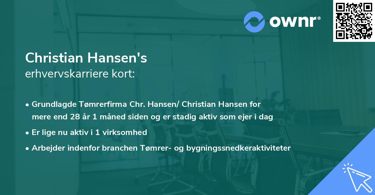 Christian Hansen's erhvervskarriere kort