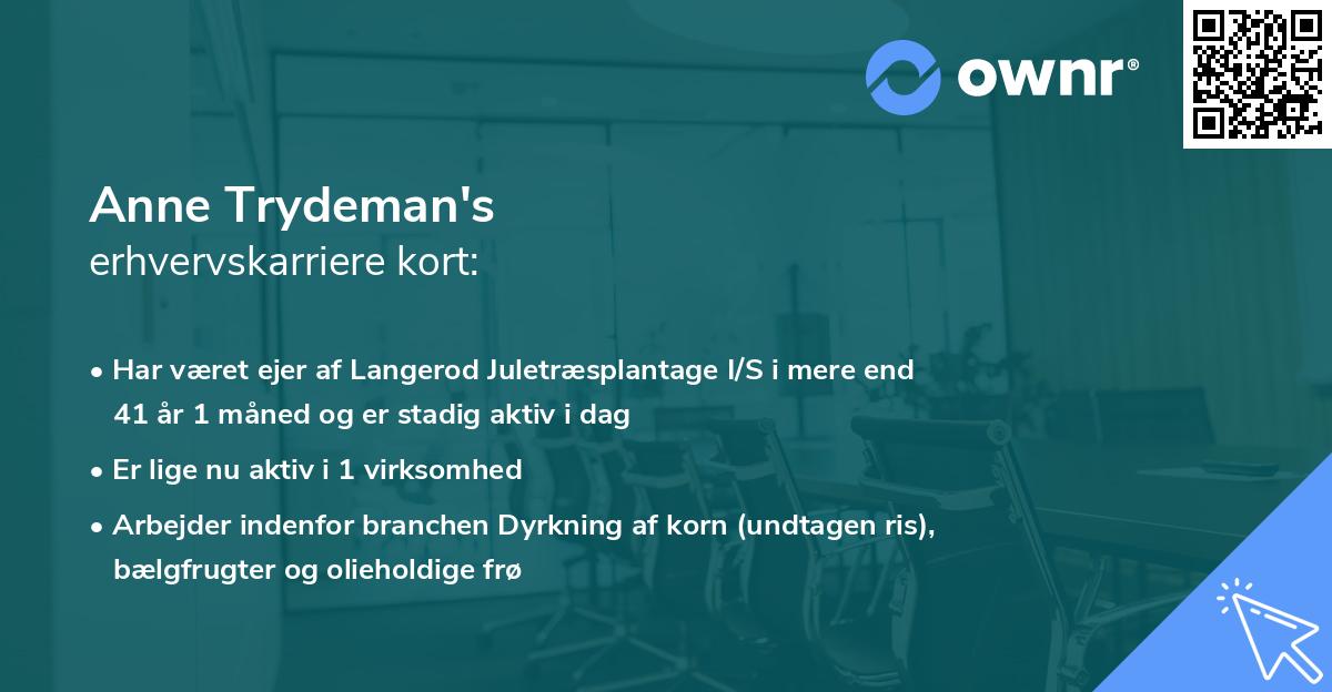 Anne Trydeman's erhvervskarriere kort