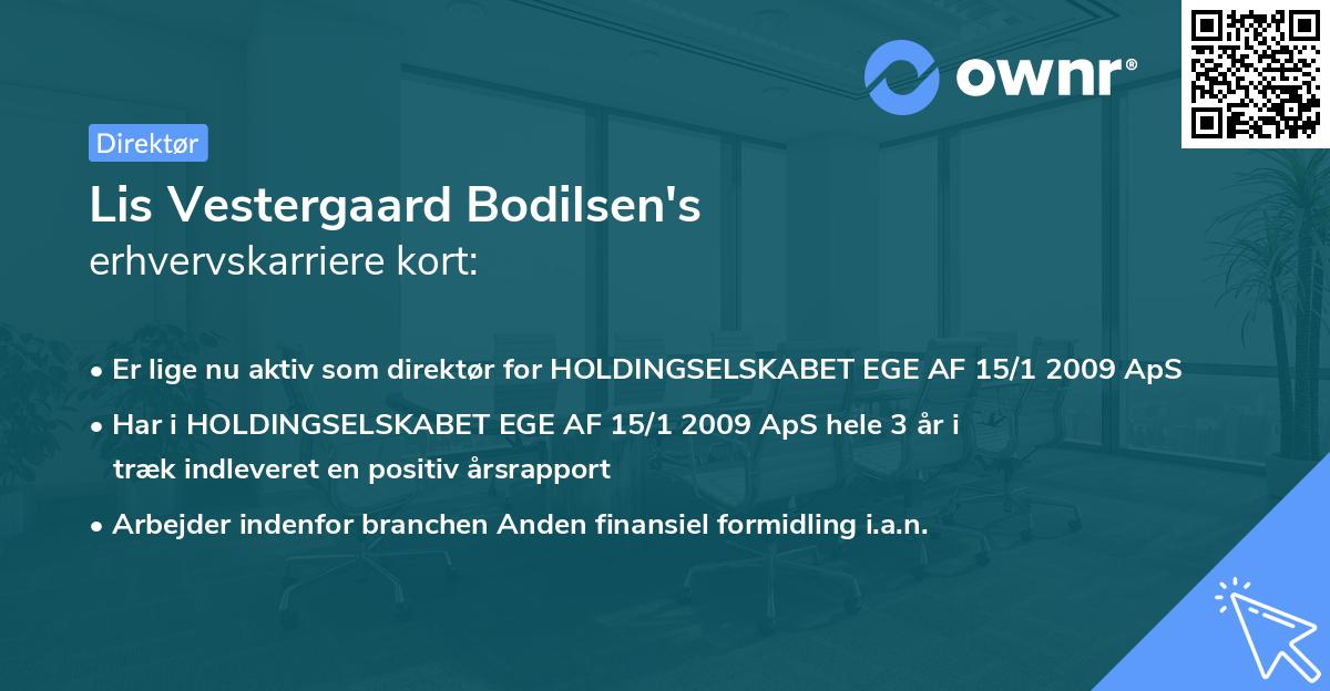 Lis Vestergaard Bodilsen's erhvervskarriere kort