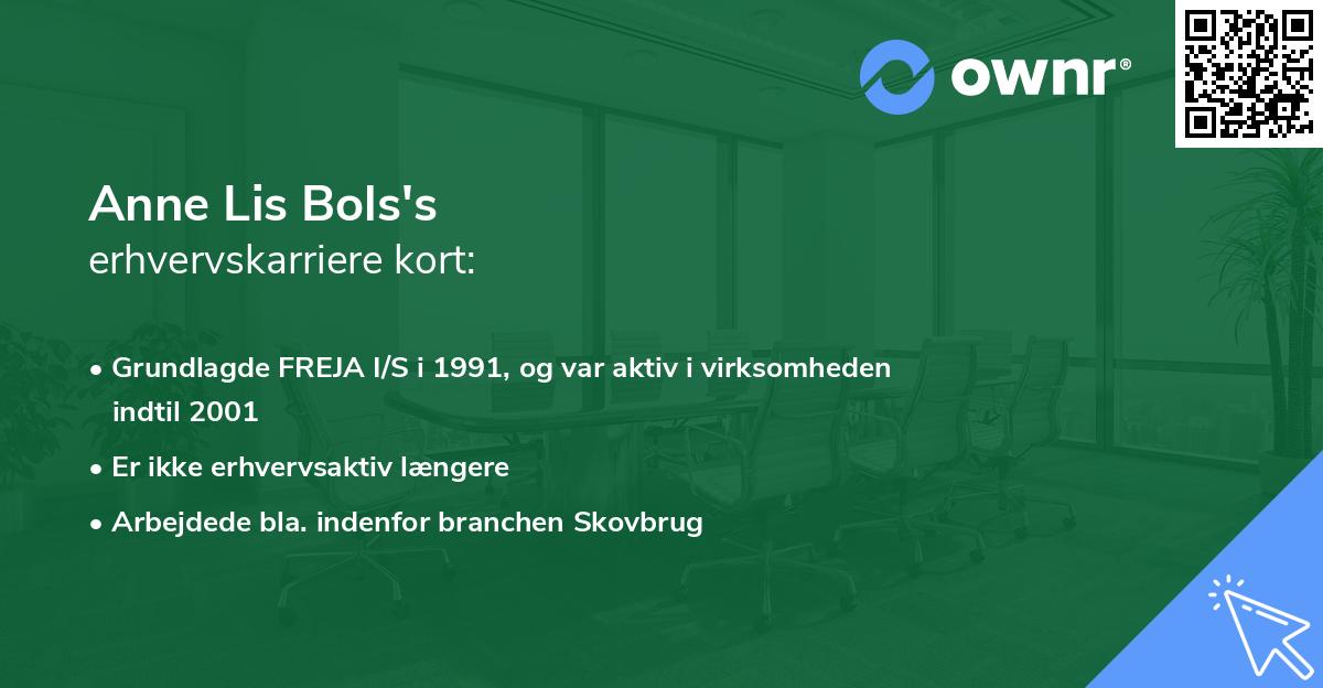 Anne Lis Bols's erhvervskarriere kort
