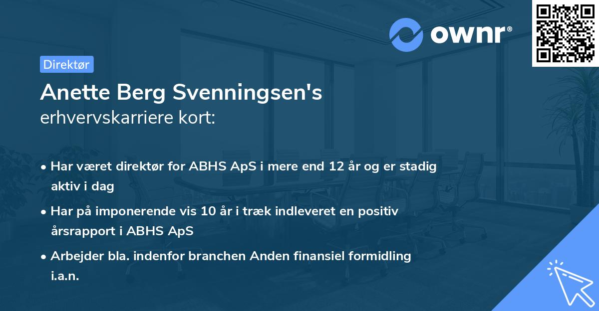 Anette Berg Svenningsen's erhvervskarriere kort