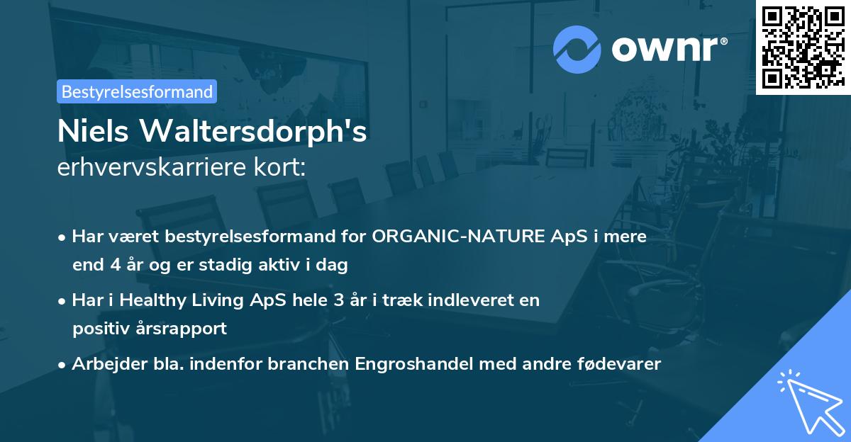 Niels Waltersdorph's erhvervskarriere kort