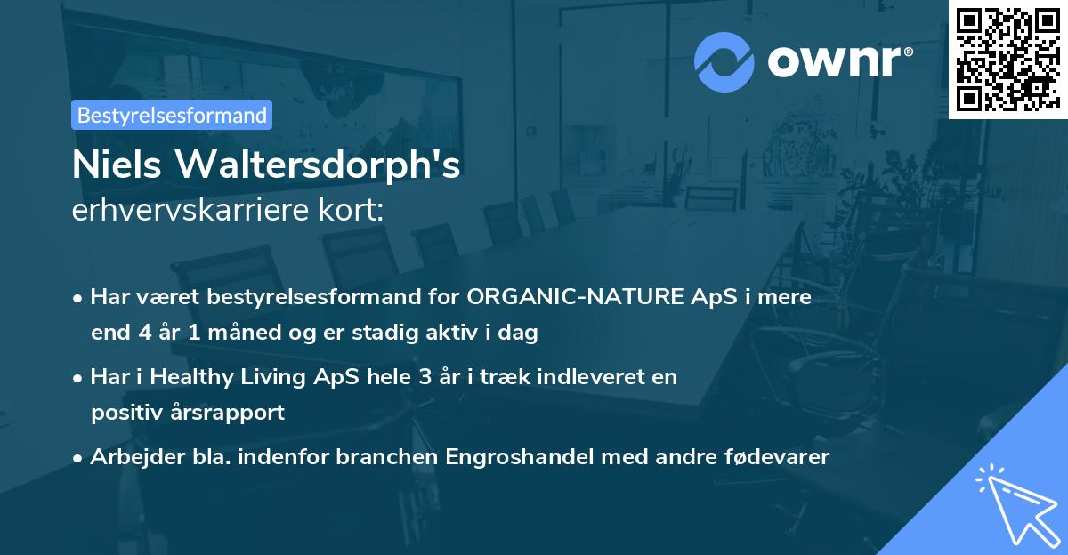 Niels Waltersdorph's erhvervskarriere kort