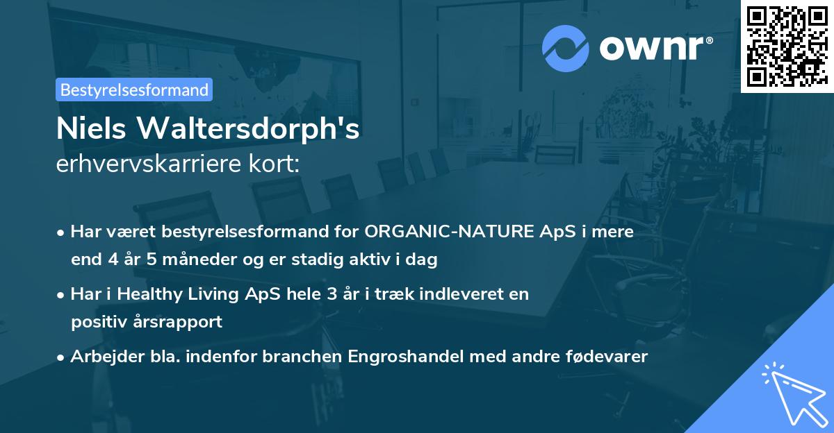 Niels Waltersdorph's erhvervskarriere kort