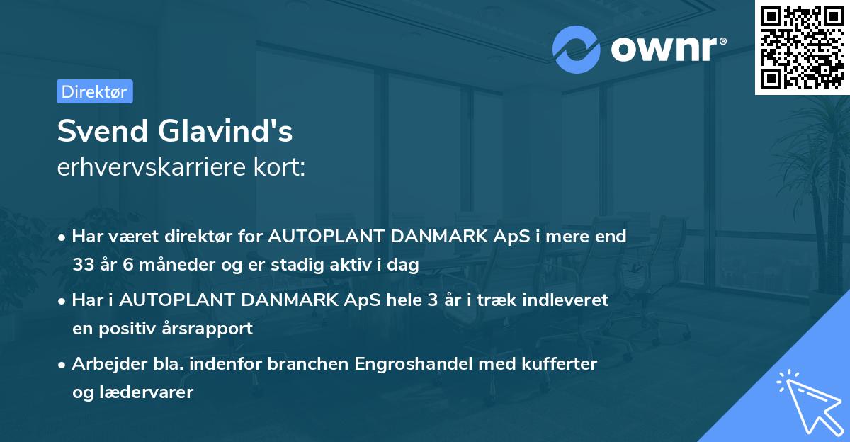 Svend Glavind's erhvervskarriere kort