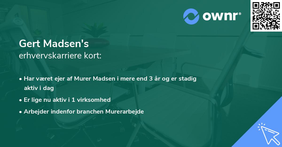 Gert Madsen's erhvervskarriere kort