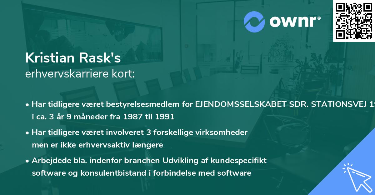 Kristian Rask's erhvervskarriere kort