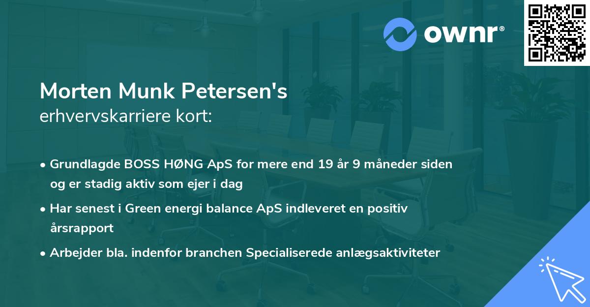 Morten Munk Petersen's erhvervskarriere kort