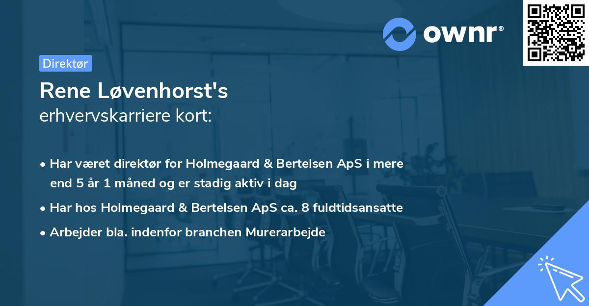 Rene Løvenhorst's erhvervskarriere kort