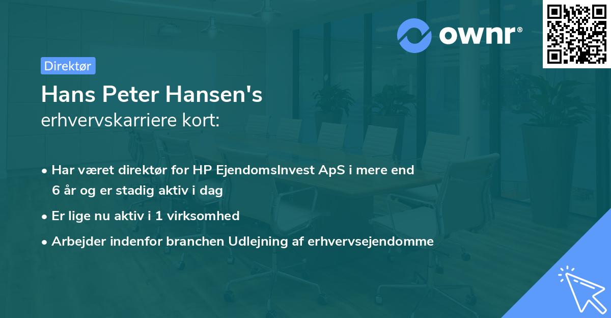 Hans Peter Hansen's erhvervskarriere kort