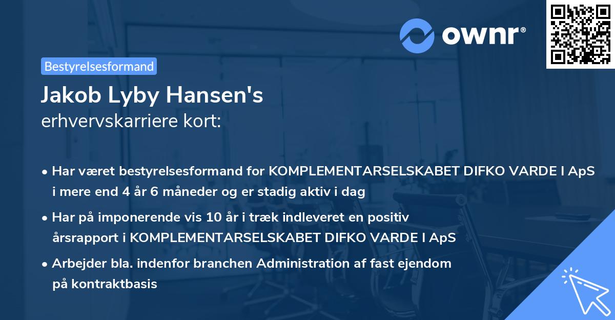 Jakob Lyby Hansen's erhvervskarriere kort