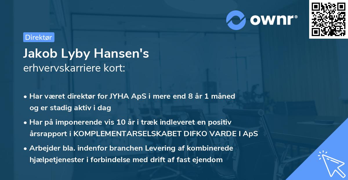 Jakob Lyby Hansen's erhvervskarriere kort
