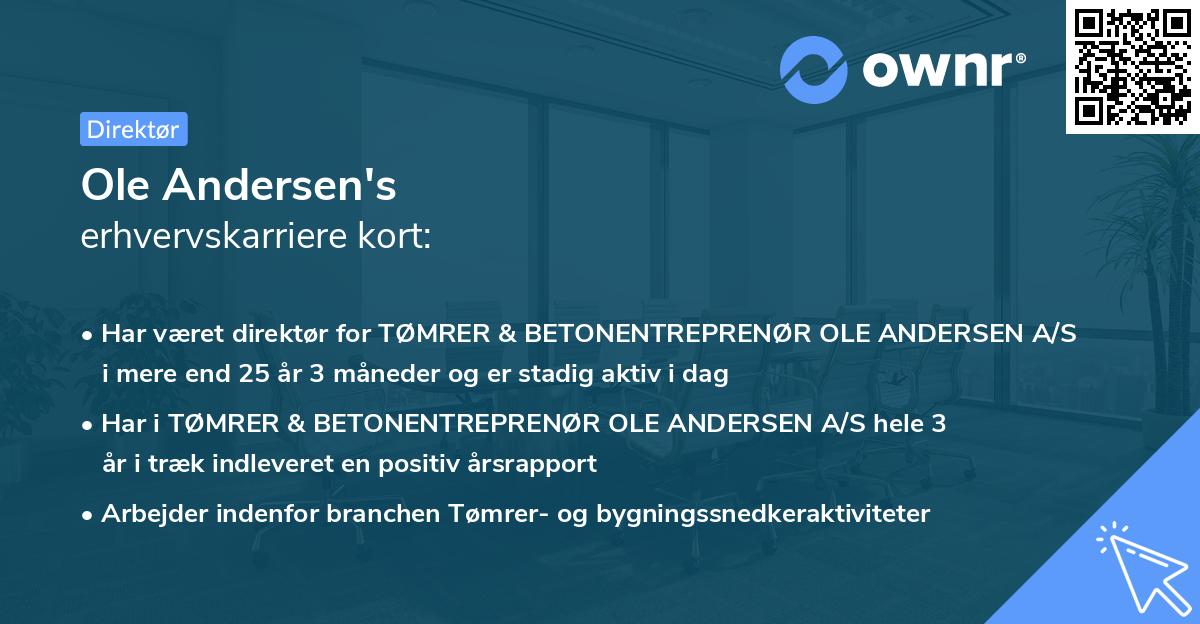 Ole Andersen's erhvervskarriere kort