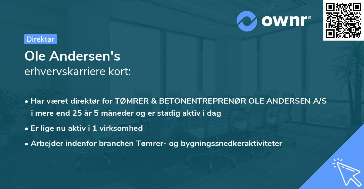 Ole Andersen's erhvervskarriere kort