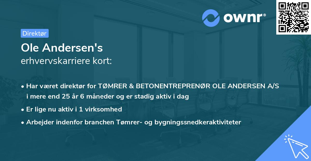 Ole Andersen's erhvervskarriere kort