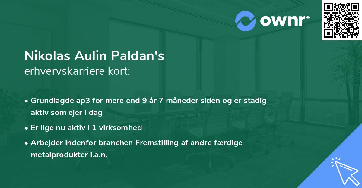 Nikolas Aulin Paldan's erhvervskarriere kort